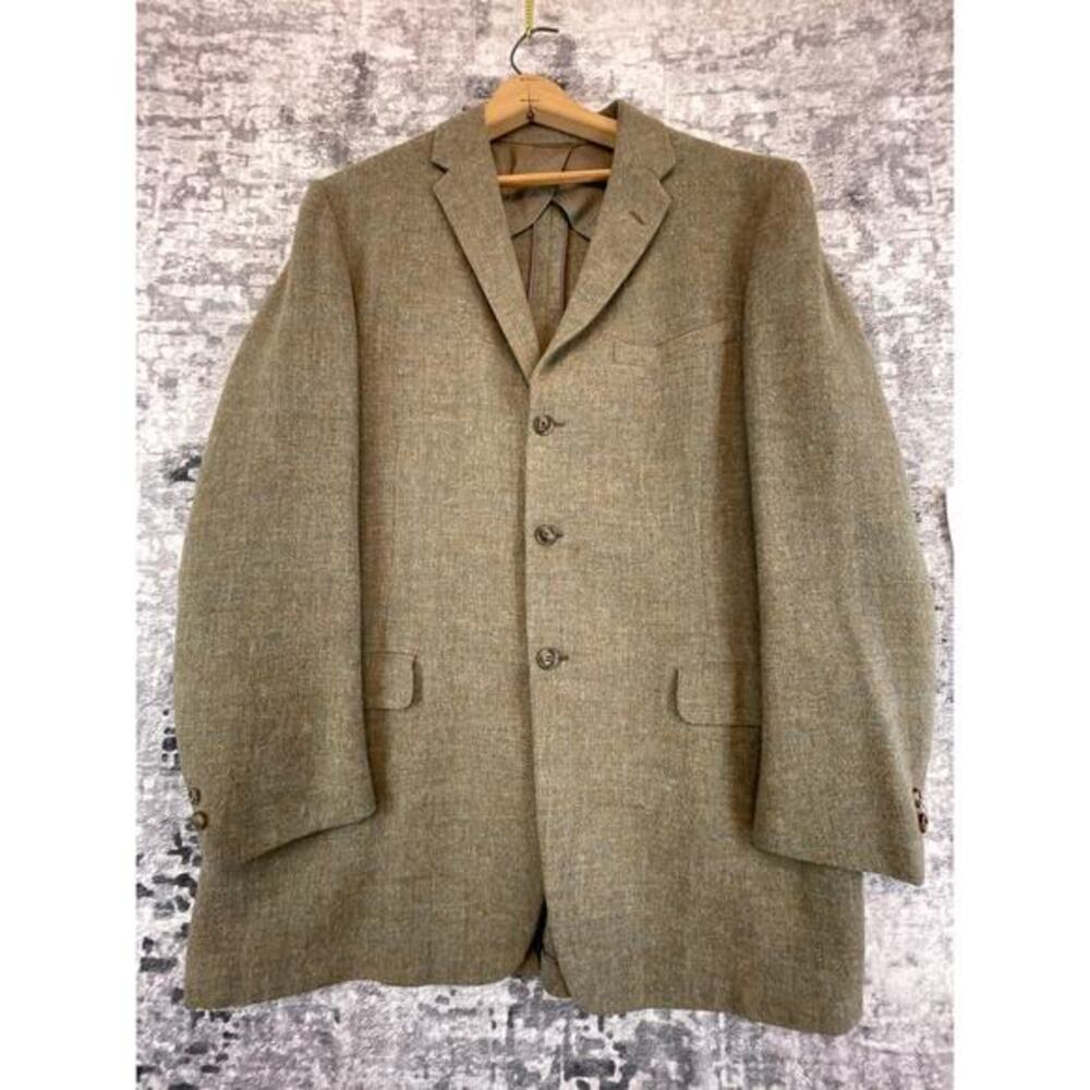 Vtg Harris Tweed Wool‎ Blazer L XL Vernon Barleycorn Donegal Scotland Academia